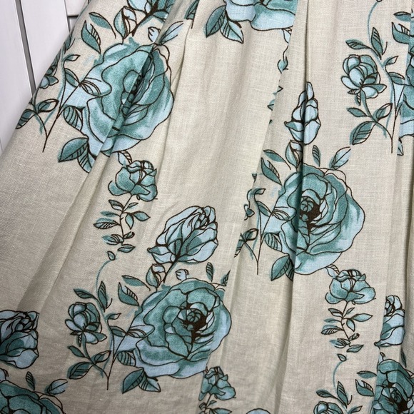 Andre Oliver Floral Linen A-Line Pleated Skirt Women's Size 12 - Picture 4 of 7
